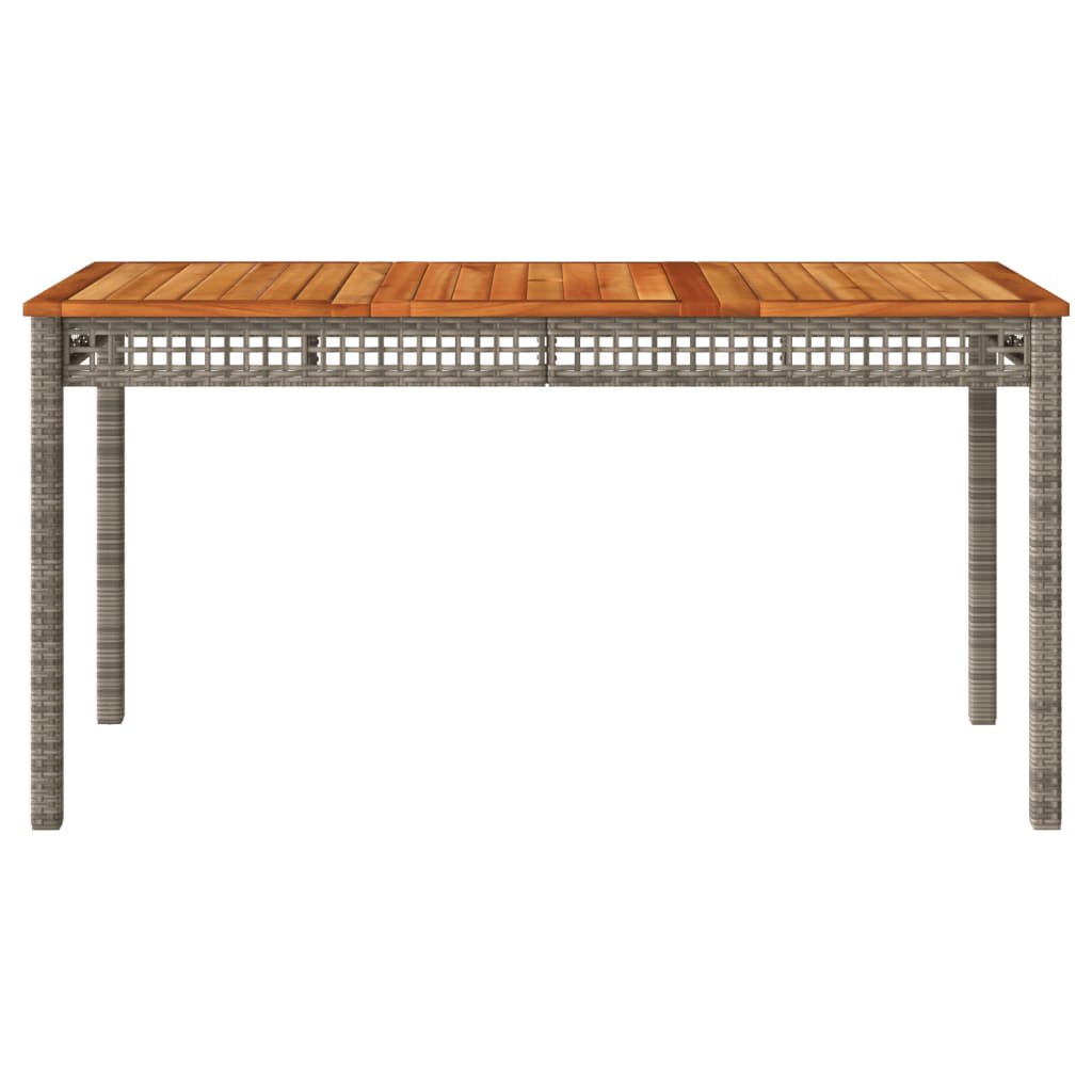 Tuintafel 140x80x75 cm poly rattan en acaciahout grijs is nu te koop bij PeponiXL, paradijselijk wonen!