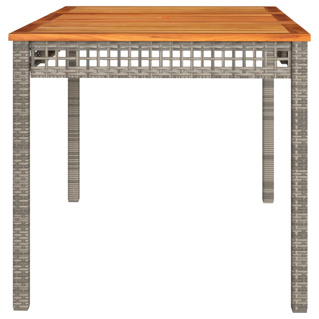 Tuintafel 140x80x75 cm poly rattan en acaciahout grijs is nu te koop bij PeponiXL, paradijselijk wonen!