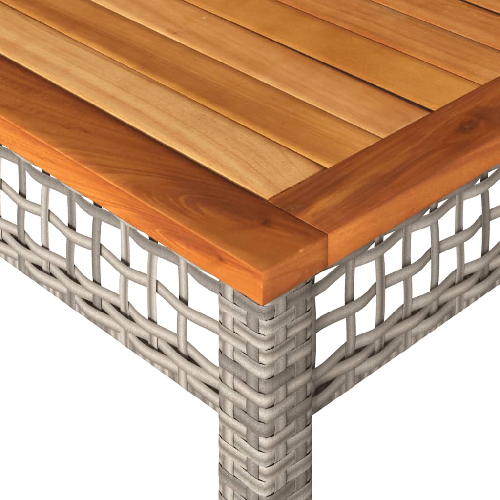 Tuintafel 140x80x75 cm poly rattan en acaciahout grijs is nu te koop bij PeponiXL, paradijselijk wonen!