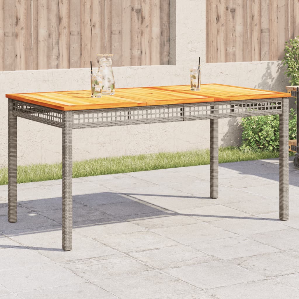 Tuintafel 140x80x75 cm poly rattan en acaciahout grijs is nu te koop bij PeponiXL, paradijselijk wonen!