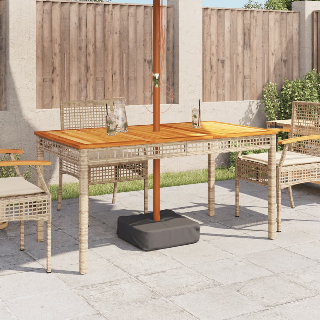 Tuintafel 140x80x75 cm poly rattan en acaciahout beige is nu te koop bij PeponiXL, paradijselijk wonen!