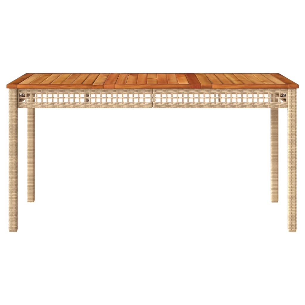 Tuintafel 140x80x75 cm poly rattan en acaciahout beige is nu te koop bij PeponiXL, paradijselijk wonen!