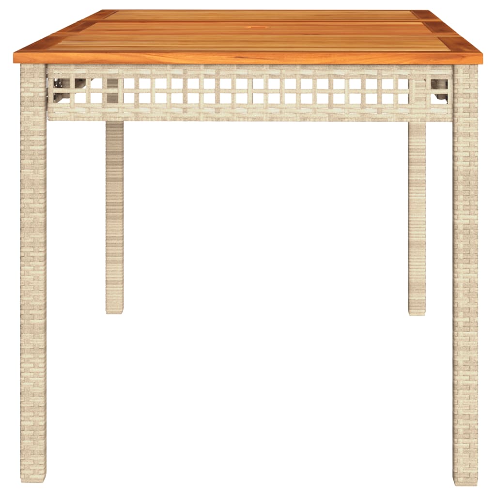 Tuintafel 140x80x75 cm poly rattan en acaciahout beige is nu te koop bij PeponiXL, paradijselijk wonen!