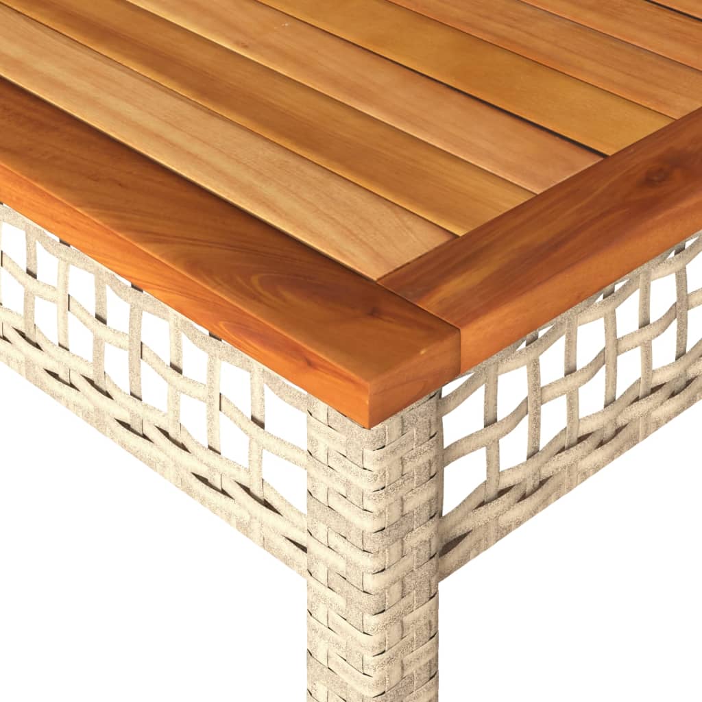 Tuintafel 140x80x75 cm poly rattan en acaciahout beige is nu te koop bij PeponiXL, paradijselijk wonen!