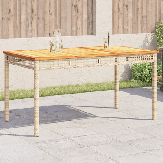 Tuintafel 140x80x75 cm poly rattan en acaciahout beige is nu te koop bij PeponiXL, paradijselijk wonen!