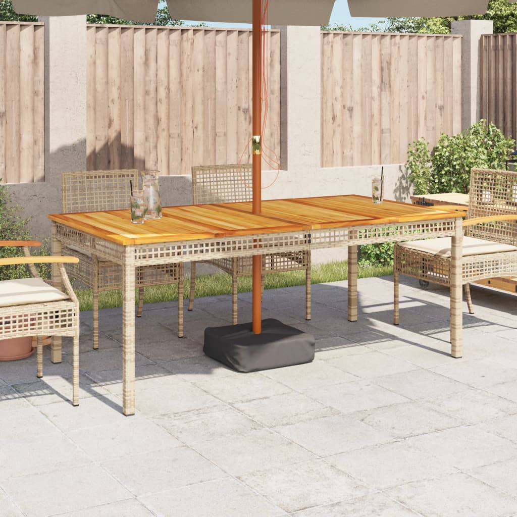 Tuintafel 180x90x75 cm poly rattan en acaciahout beige is nu te koop bij PeponiXL, paradijselijk wonen!