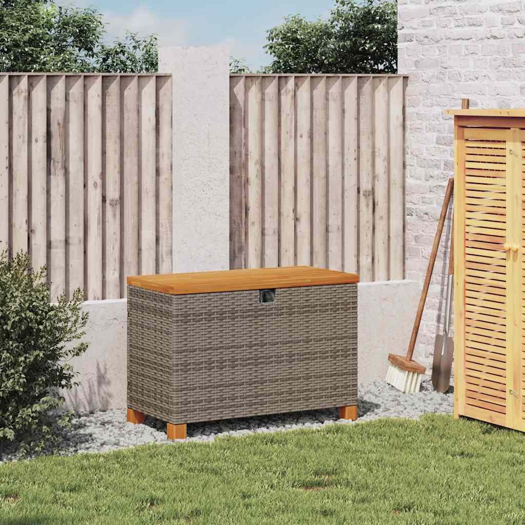 Tuinbox 80x40x48 cm poly rattan en acaciahout grijs is nu te koop bij PeponiXL, paradijselijk wonen!