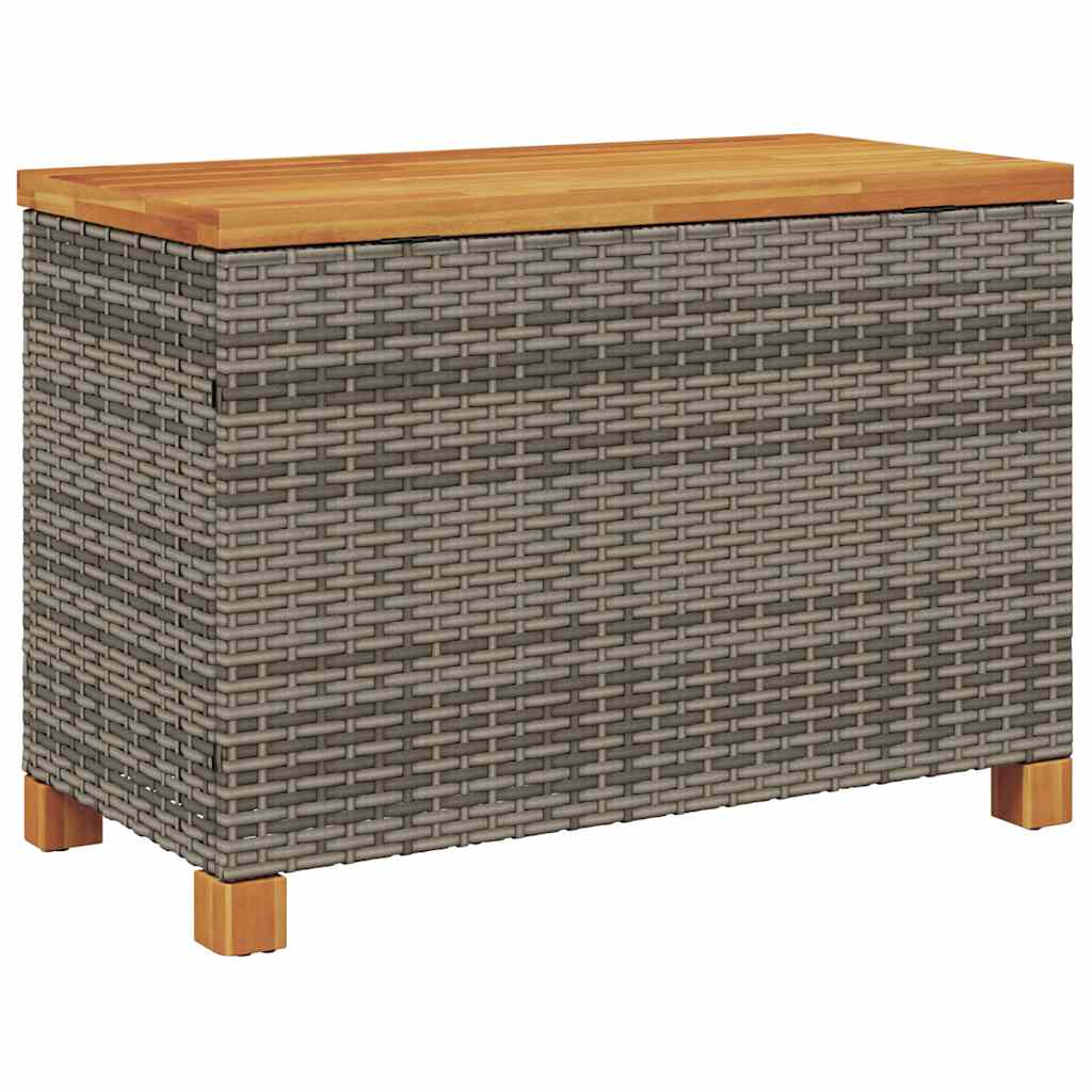 Tuinbox 80x40x48 cm poly rattan en acaciahout grijs is nu te koop bij PeponiXL, paradijselijk wonen!