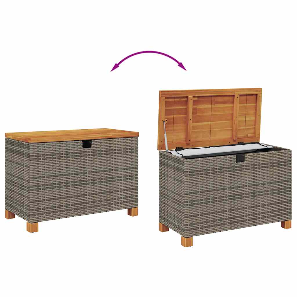 Tuinbox 80x40x48 cm poly rattan en acaciahout grijs is nu te koop bij PeponiXL, paradijselijk wonen!