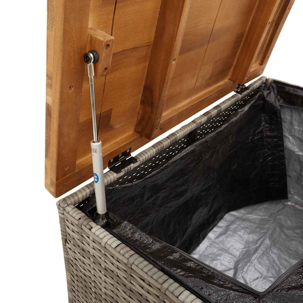 Tuinbox 80x40x48 cm poly rattan en acaciahout grijs is nu te koop bij PeponiXL, paradijselijk wonen!