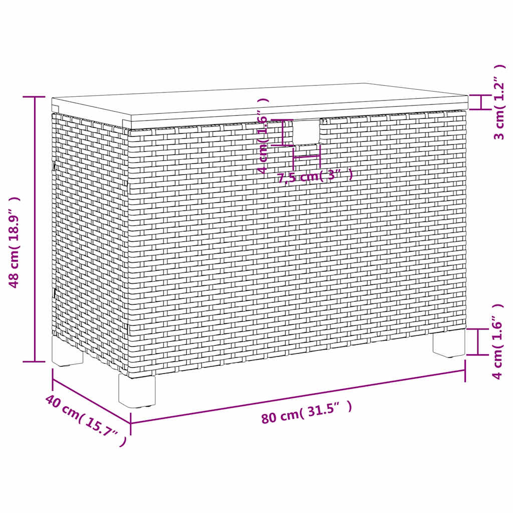 Tuinbox 80x40x48 cm poly rattan en acaciahout grijs is nu te koop bij PeponiXL, paradijselijk wonen!