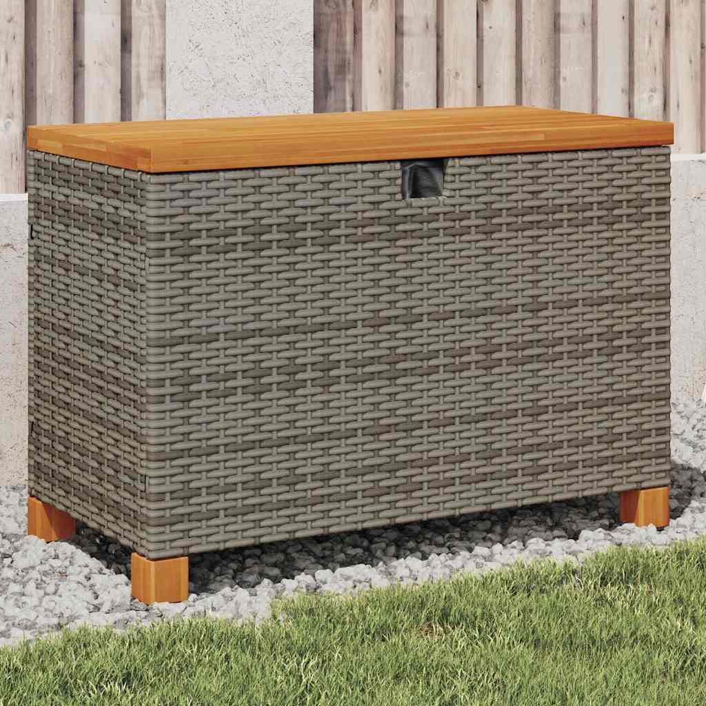 Tuinbox 80x40x48 cm poly rattan en acaciahout grijs is nu te koop bij PeponiXL, paradijselijk wonen!