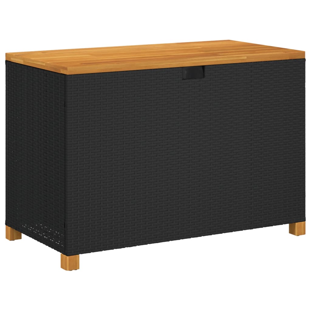 Tuinbox 110x55x63 cm poly rattan en acaciahout zwart is nu te koop bij PeponiXL, paradijselijk wonen!