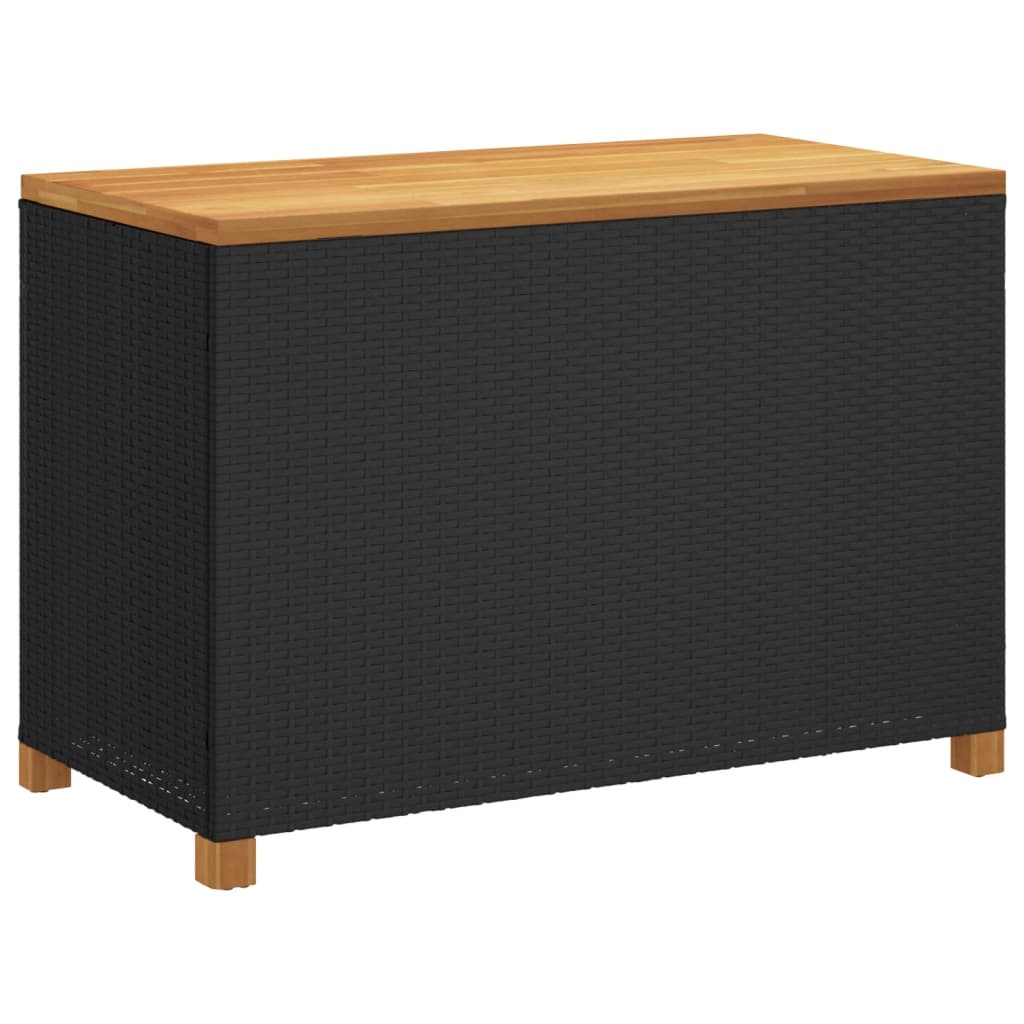 Tuinbox 110x55x63 cm poly rattan en acaciahout zwart is nu te koop bij PeponiXL, paradijselijk wonen!