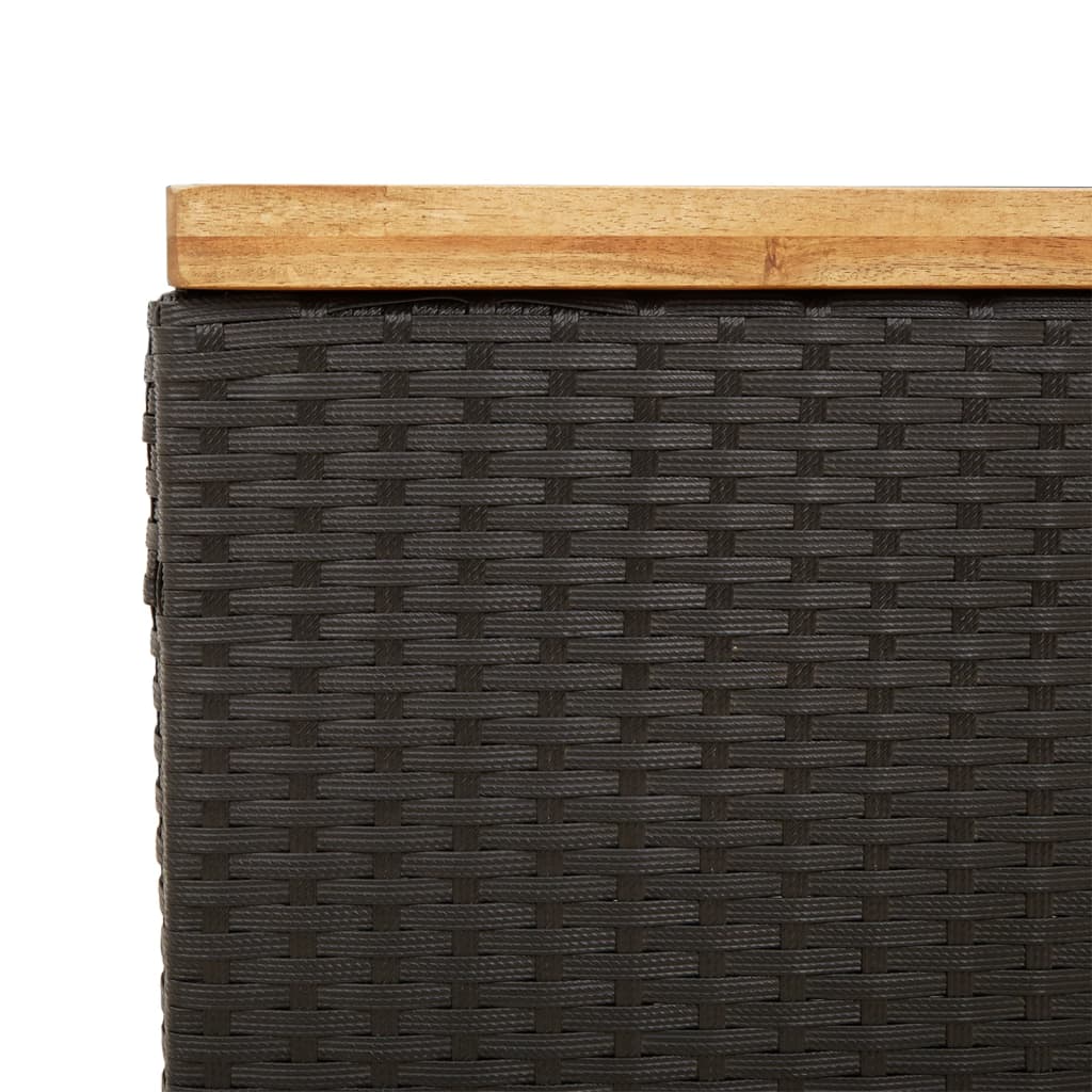 Tuinbox 110x55x63 cm poly rattan en acaciahout zwart is nu te koop bij PeponiXL, paradijselijk wonen!