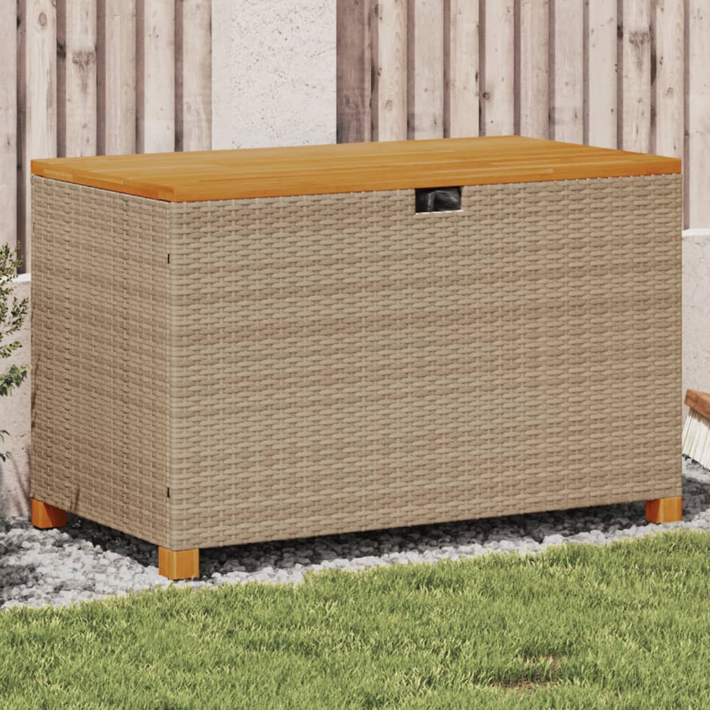 Tuinbox 110x55x63 cm poly rattan en acaciahout beige is nu te koop bij PeponiXL, paradijselijk wonen!