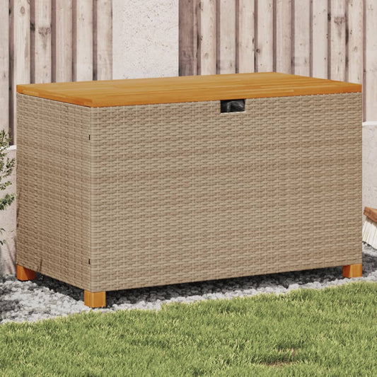 Tuinbox 110x55x63 cm poly rattan en acaciahout beige is nu te koop bij PeponiXL, paradijselijk wonen!