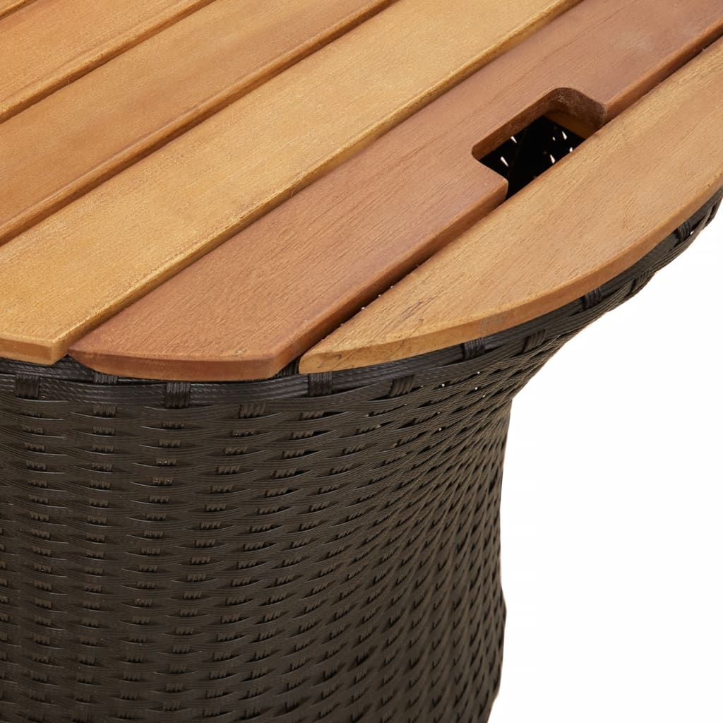 Tuinbijzettafels 2 st met houten blad poly rattan zwart is nu te koop bij PeponiXL, paradijselijk wonen!