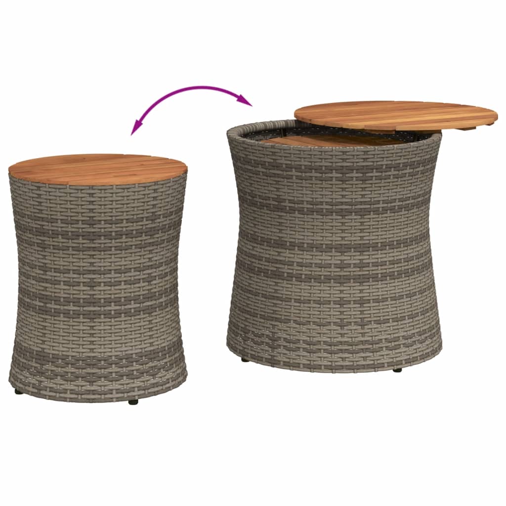 Tuinbijzettafels 2 st met houten blad poly rattan grijs is nu te koop bij PeponiXL, paradijselijk wonen!