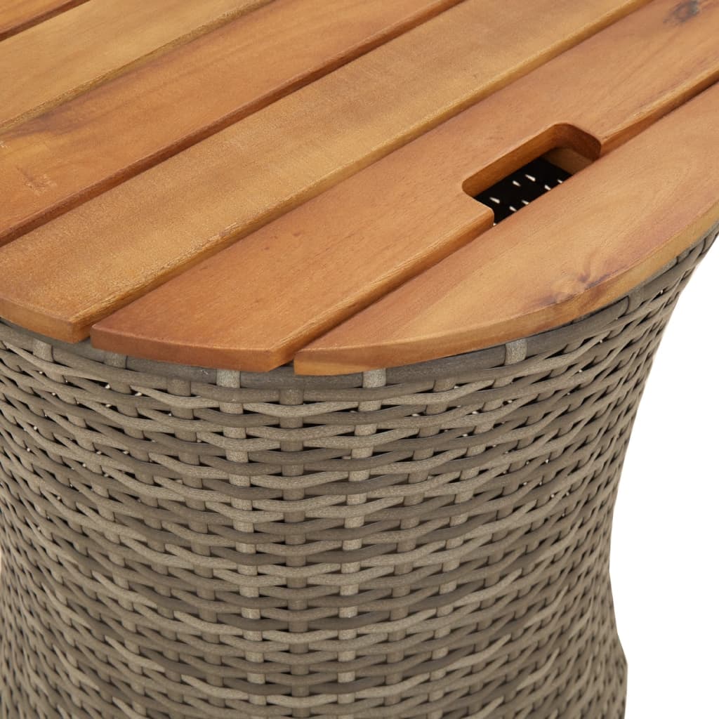 Tuinbijzettafels 2 st met houten blad poly rattan grijs is nu te koop bij PeponiXL, paradijselijk wonen!