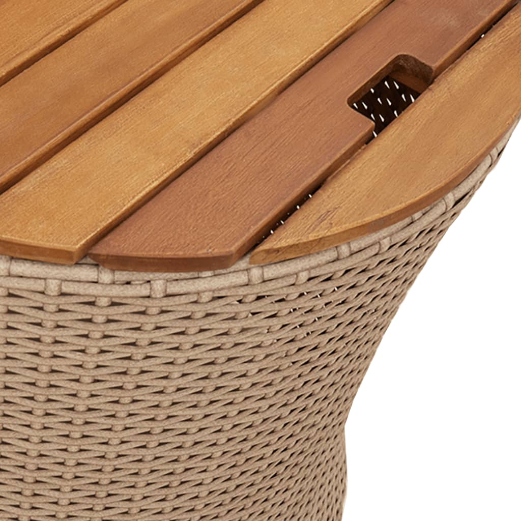 Tuinbijzettafels 2 st met houten blad poly rattan beige is nu te koop bij PeponiXL, paradijselijk wonen!