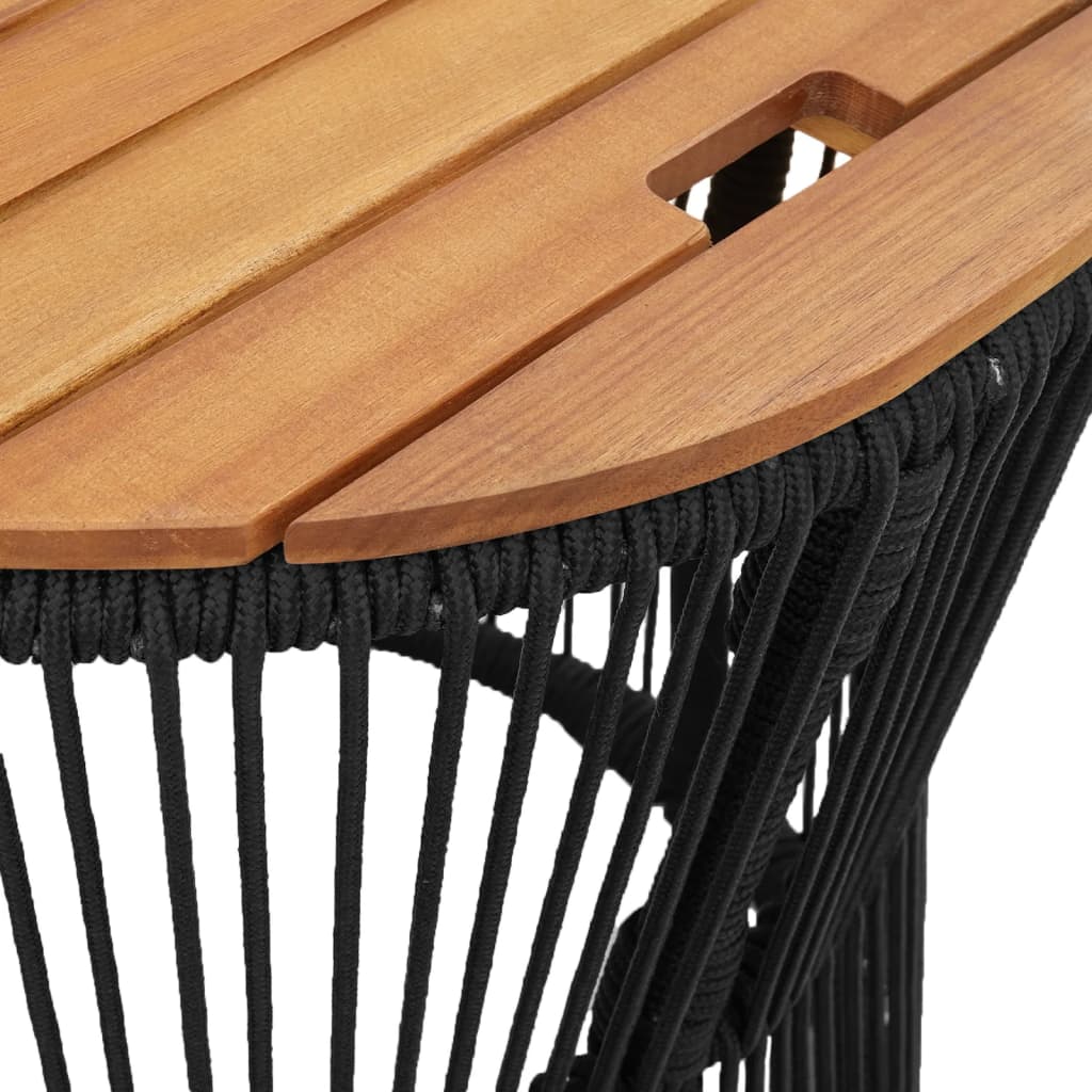 Tuinbijzettafels 2 st met houten blad poly rattan zwart is nu te koop bij PeponiXL, paradijselijk wonen!