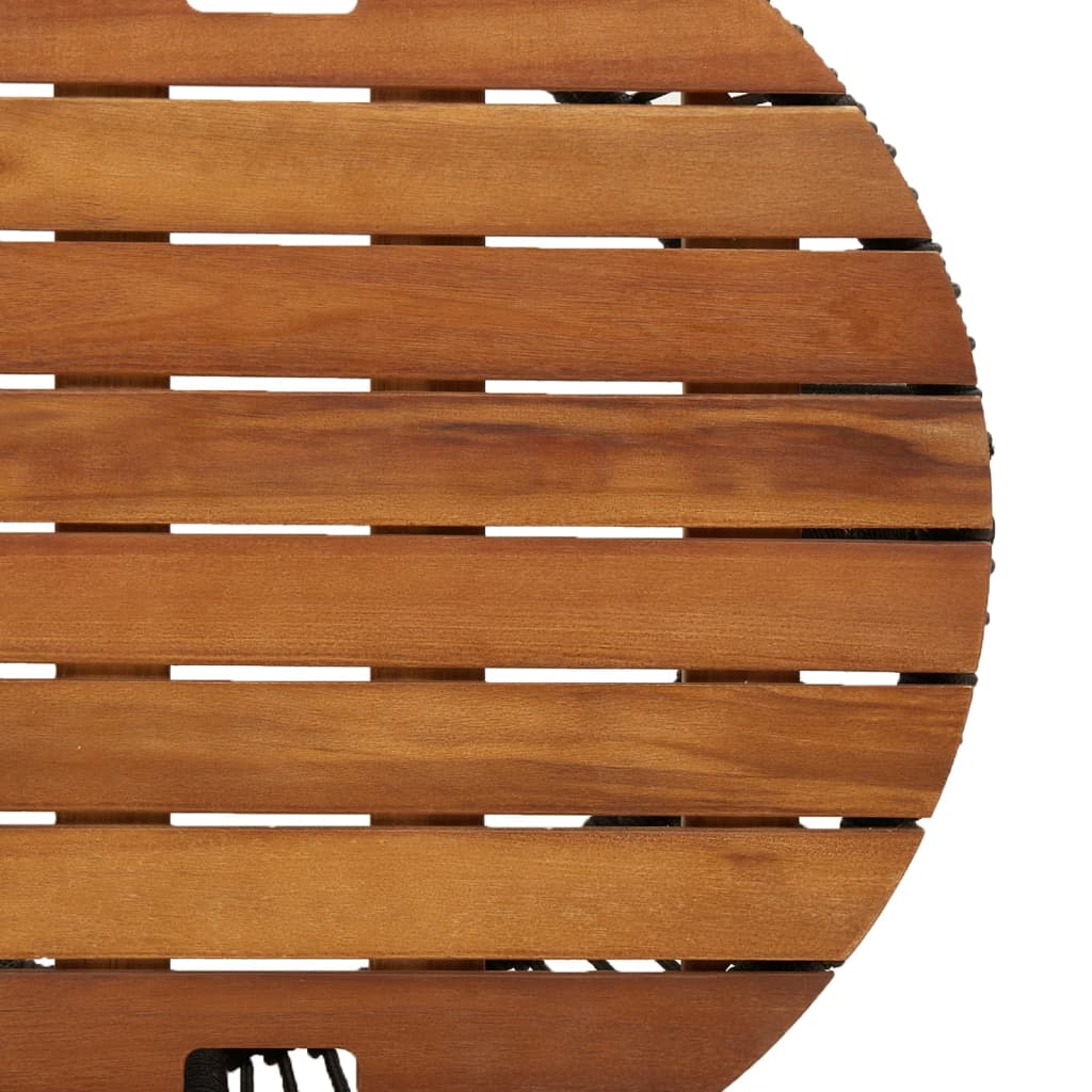 Tuinbijzettafels 2 st met houten blad poly rattan zwart is nu te koop bij PeponiXL, paradijselijk wonen!