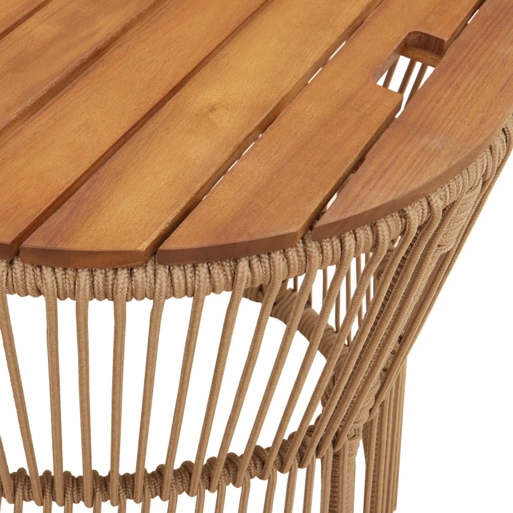 Tuinbijzettafels 2 st met houten blad poly rattan beige is nu te koop bij PeponiXL, paradijselijk wonen!