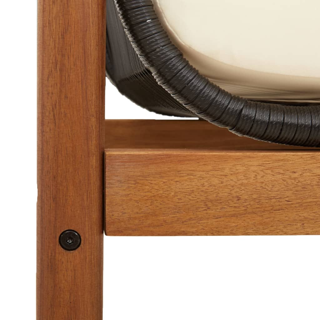 Tuinbank met kussen poly rattan acacia zwart is nu te koop bij PeponiXL, paradijselijk wonen!