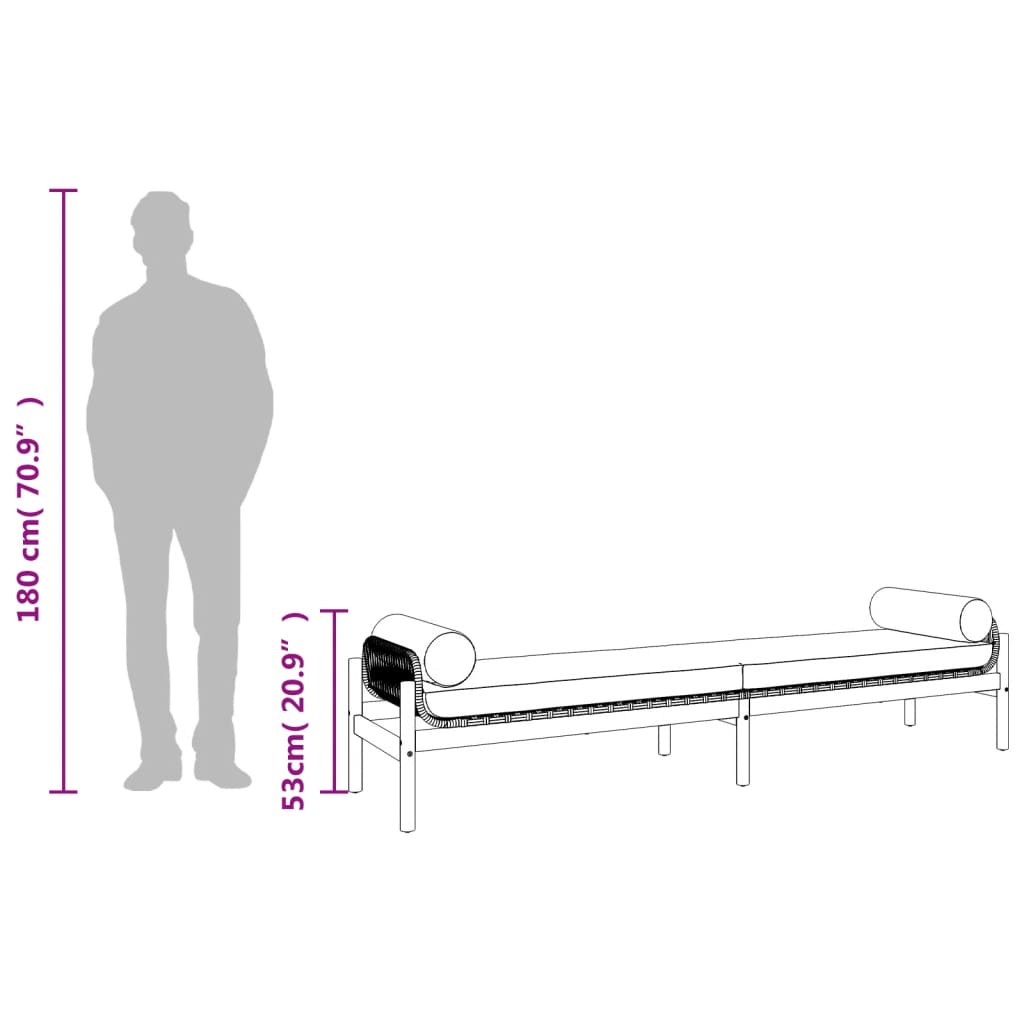 Tuinbank met kussen poly rattan acacia zwart is nu te koop bij PeponiXL, paradijselijk wonen!
