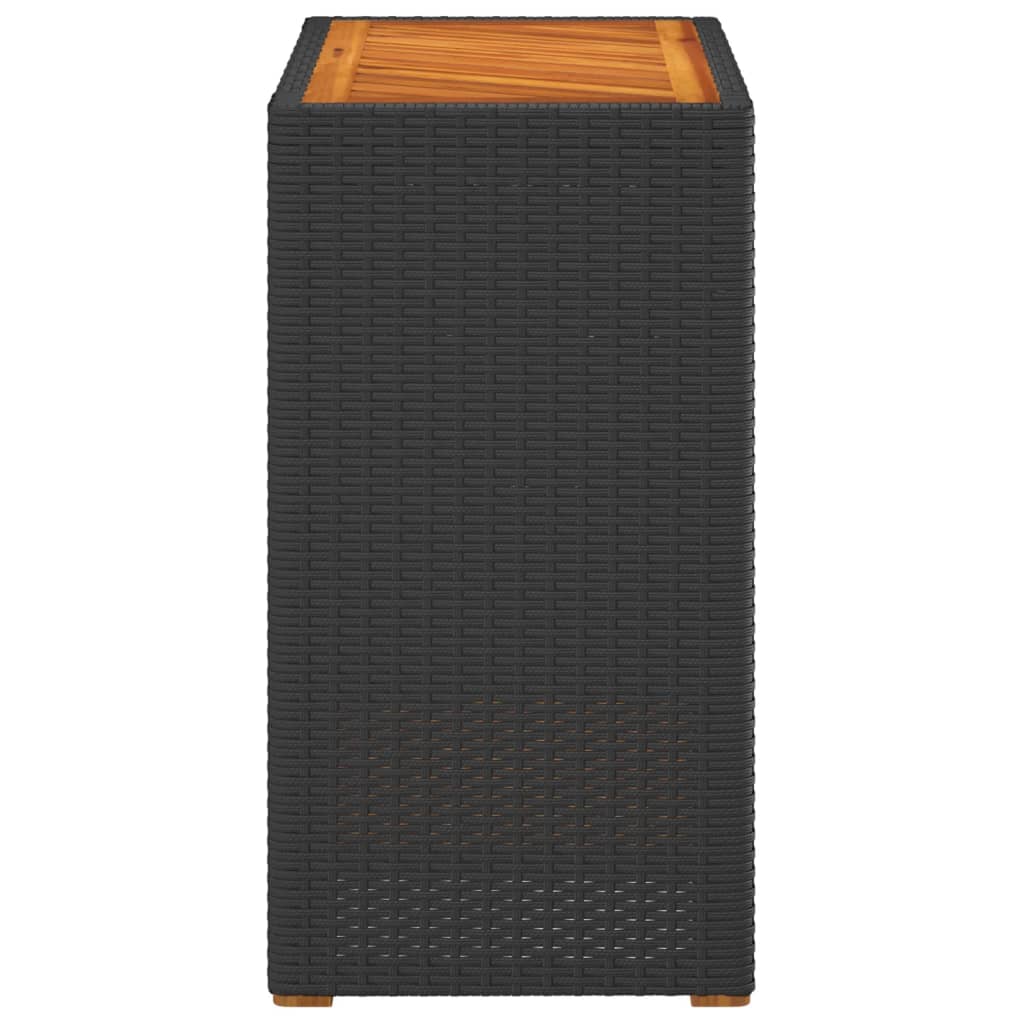Tuinbijzettafel met houten blad 60x40x75 cm poly rattan zwart is nu te koop bij PeponiXL, paradijselijk wonen!
