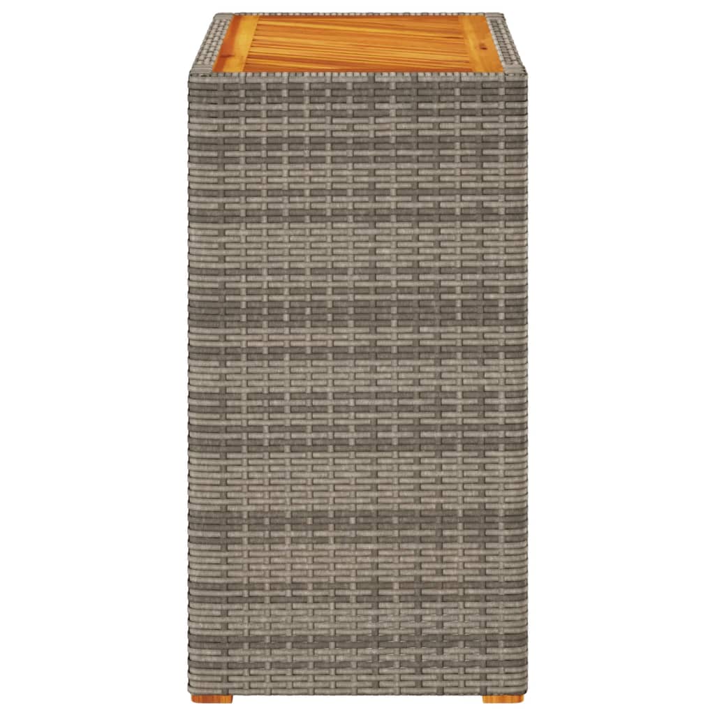 Tuinbijzettafel met houten blad 60x40x75 cm poly rattan grijs is nu te koop bij PeponiXL, paradijselijk wonen!