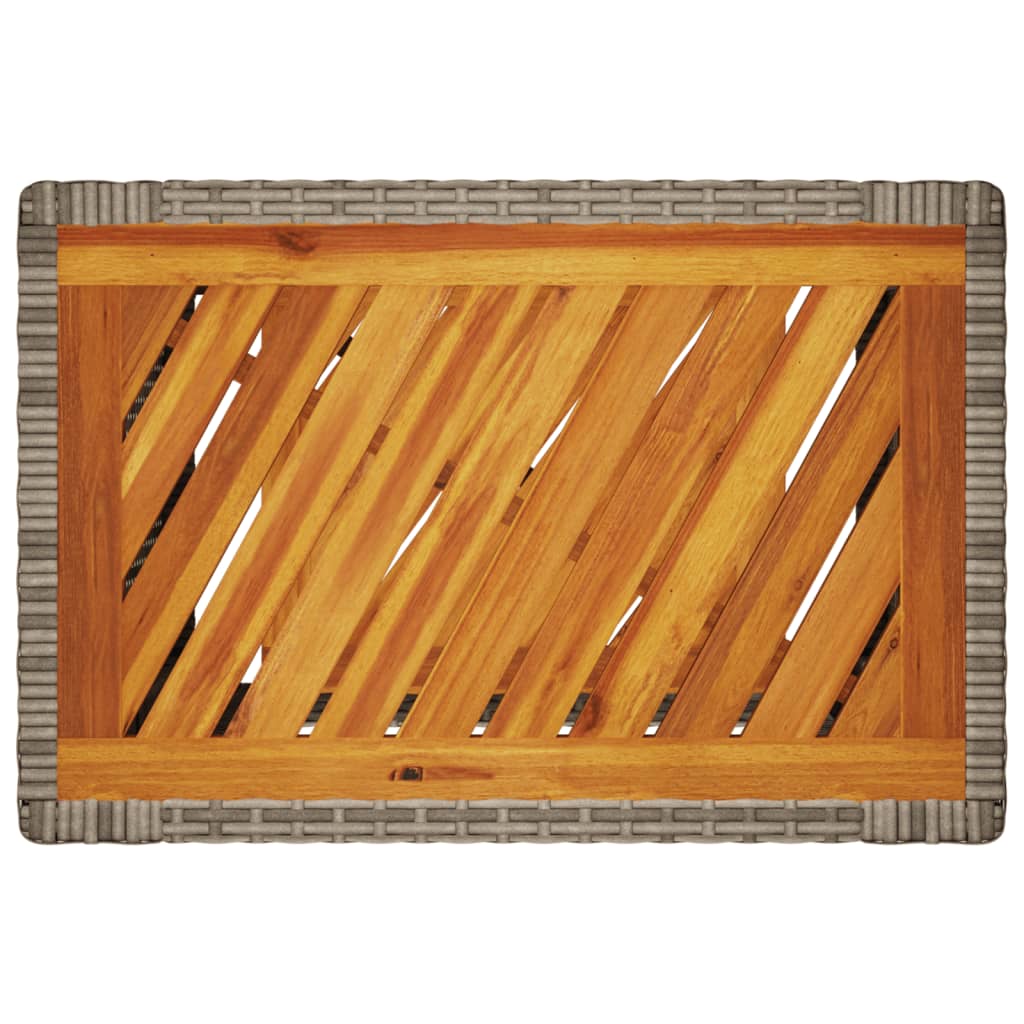 Tuinbijzettafel met houten blad 60x40x75 cm poly rattan grijs is nu te koop bij PeponiXL, paradijselijk wonen!