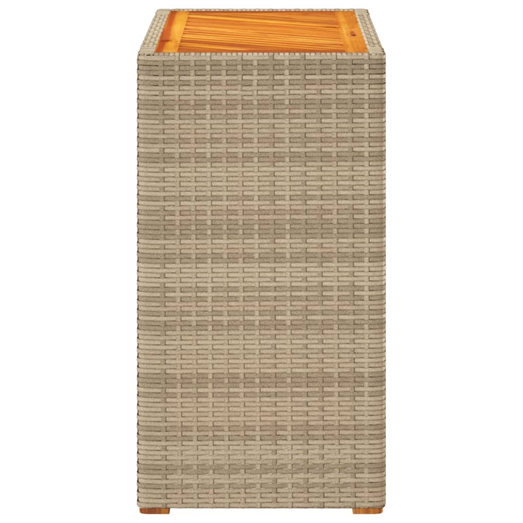 Tuinbijzettafel met houten blad 60x40x75 cm poly rattan beige is nu te koop bij PeponiXL, paradijselijk wonen!