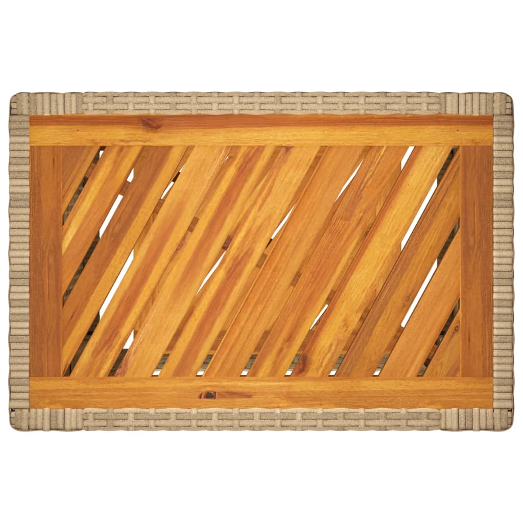 Tuinbijzettafel met houten blad 60x40x75 cm poly rattan beige is nu te koop bij PeponiXL, paradijselijk wonen!