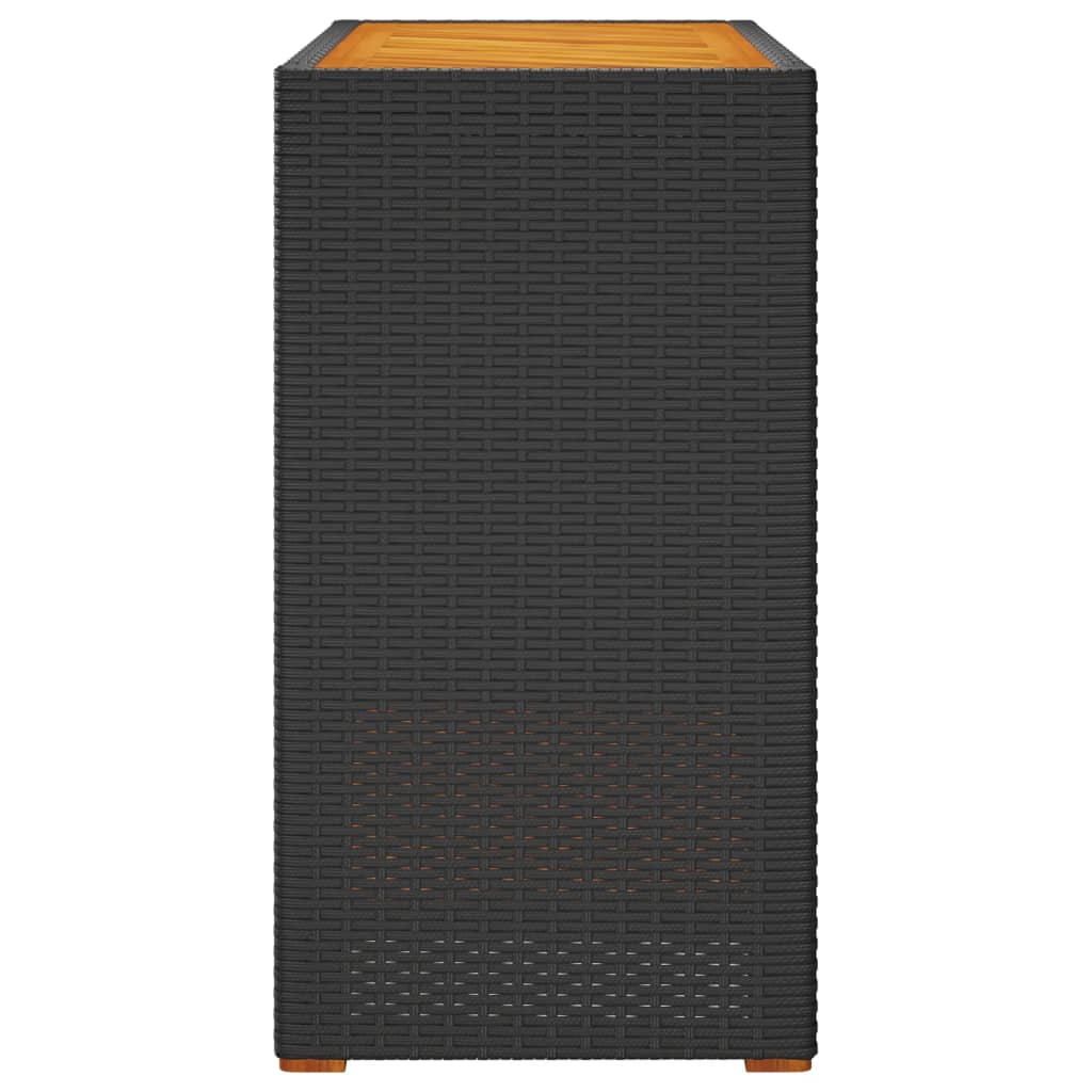Tuinbijzettafel met houten blad 100x40x75 cm poly rattan zwart is nu te koop bij PeponiXL, paradijselijk wonen!