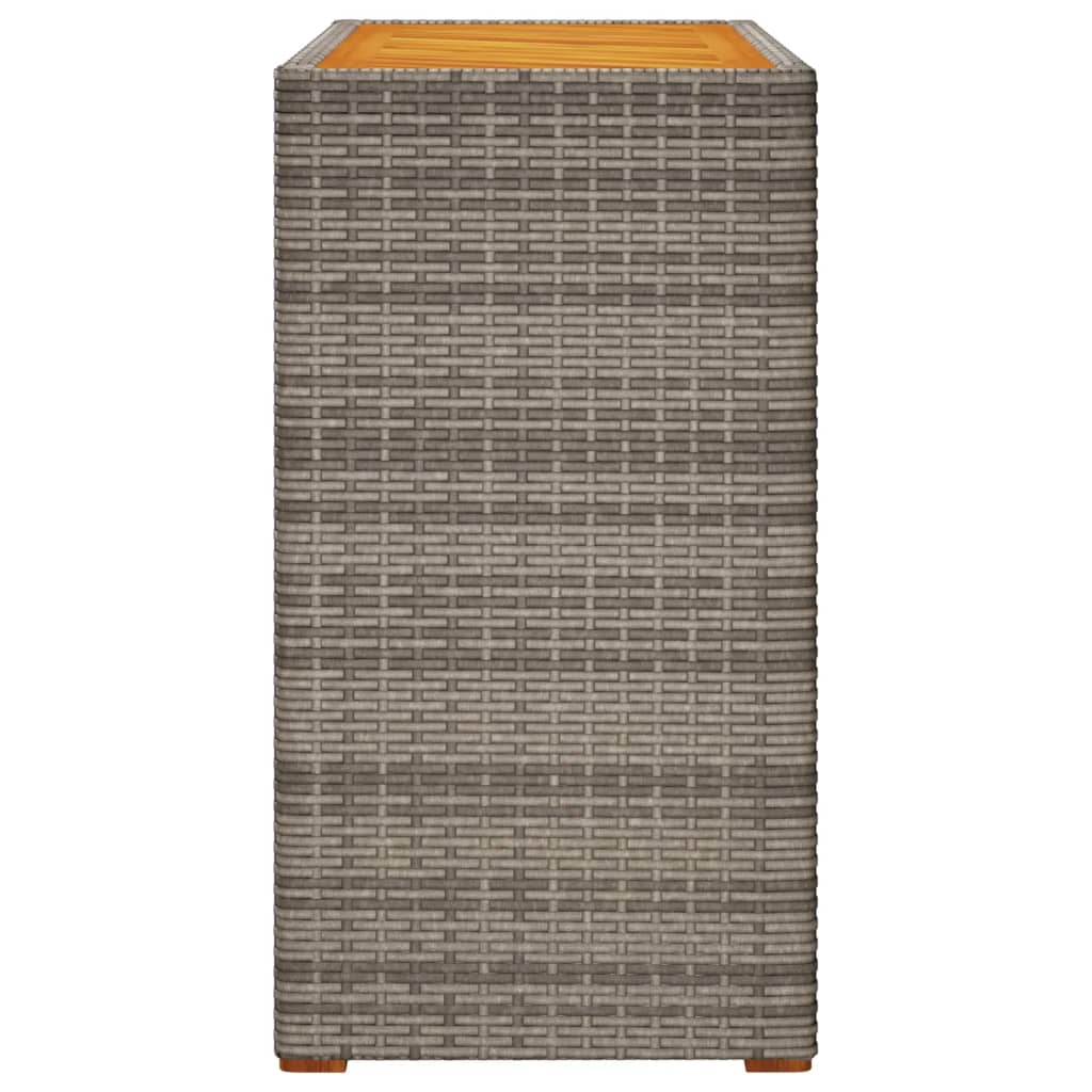 Tuinbijzettafel met houten blad 100x40x75 cm poly rattan grijs is nu te koop bij PeponiXL, paradijselijk wonen!