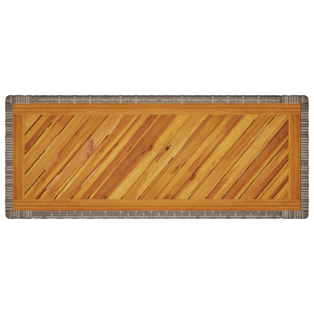 Tuinbijzettafel met houten blad 100x40x75 cm poly rattan grijs is nu te koop bij PeponiXL, paradijselijk wonen!