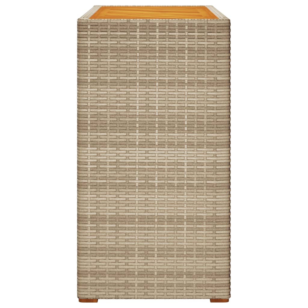 Tuinbijzettafel met houten blad 100x40x75 cm poly rattan beige is nu te koop bij PeponiXL, paradijselijk wonen!