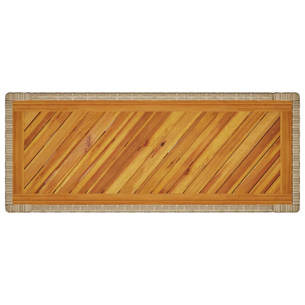 Tuinbijzettafel met houten blad 100x40x75 cm poly rattan beige is nu te koop bij PeponiXL, paradijselijk wonen!