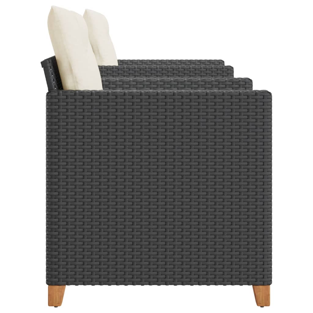 3-delige Bistroset met kussens poly rattan en acaciahout zwart is nu te koop bij PeponiXL, paradijselijk wonen!