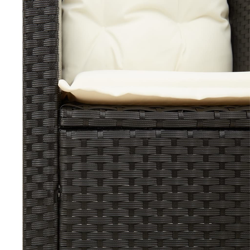 3-delige Bistroset met kussens poly rattan en acaciahout zwart is nu te koop bij PeponiXL, paradijselijk wonen!