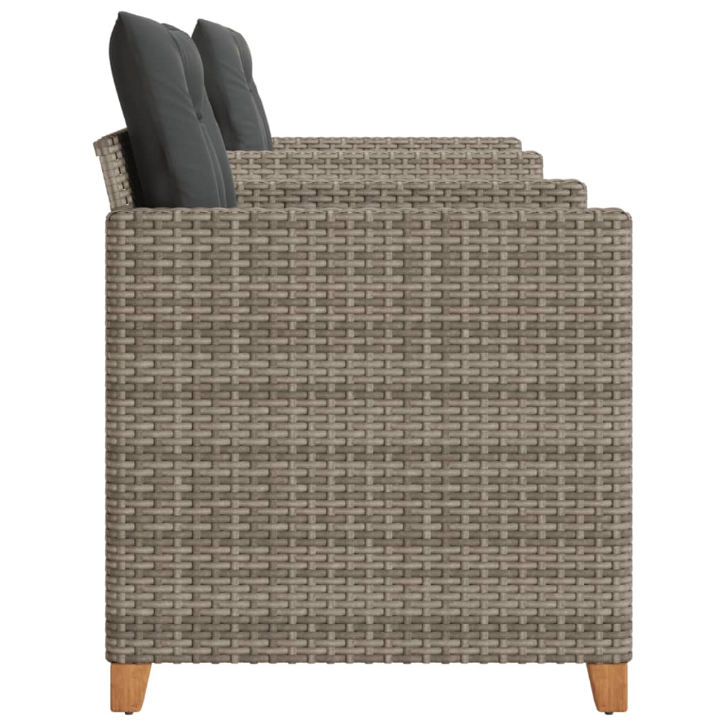3-delige Bistroset met kussens poly rattan en acaciahout grijs is nu te koop bij PeponiXL, paradijselijk wonen!
