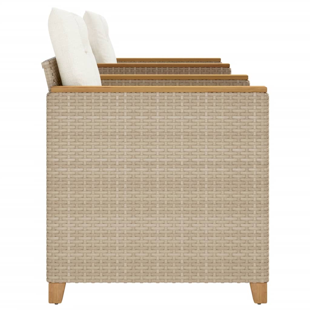 3-delige Bistroset met kussens poly rattan en acaciahout beige is nu te koop bij PeponiXL, paradijselijk wonen!