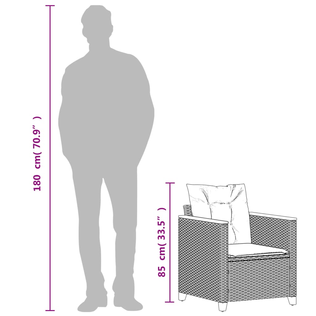 Tuinstoel met kussens poly rattan zwart is nu te koop bij PeponiXL, paradijselijk wonen!