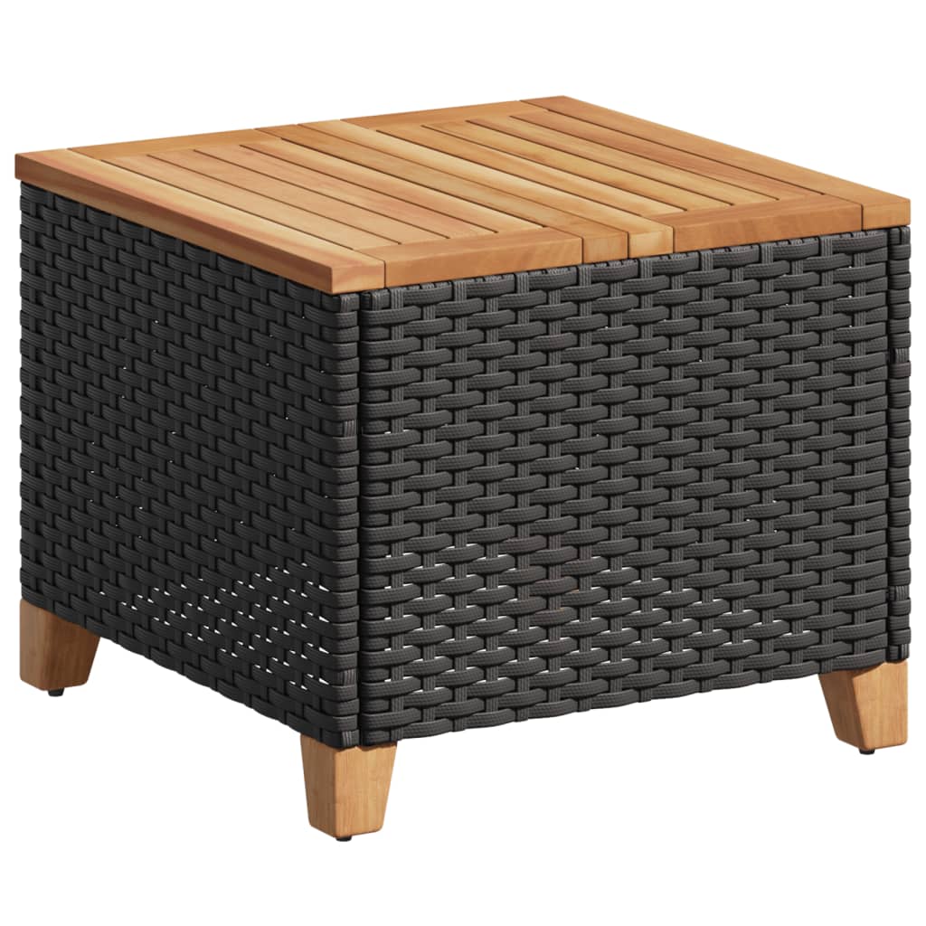 Tuintafel 45x45x37 cm poly rattan en acaciahout zwart is nu te koop bij PeponiXL, paradijselijk wonen!