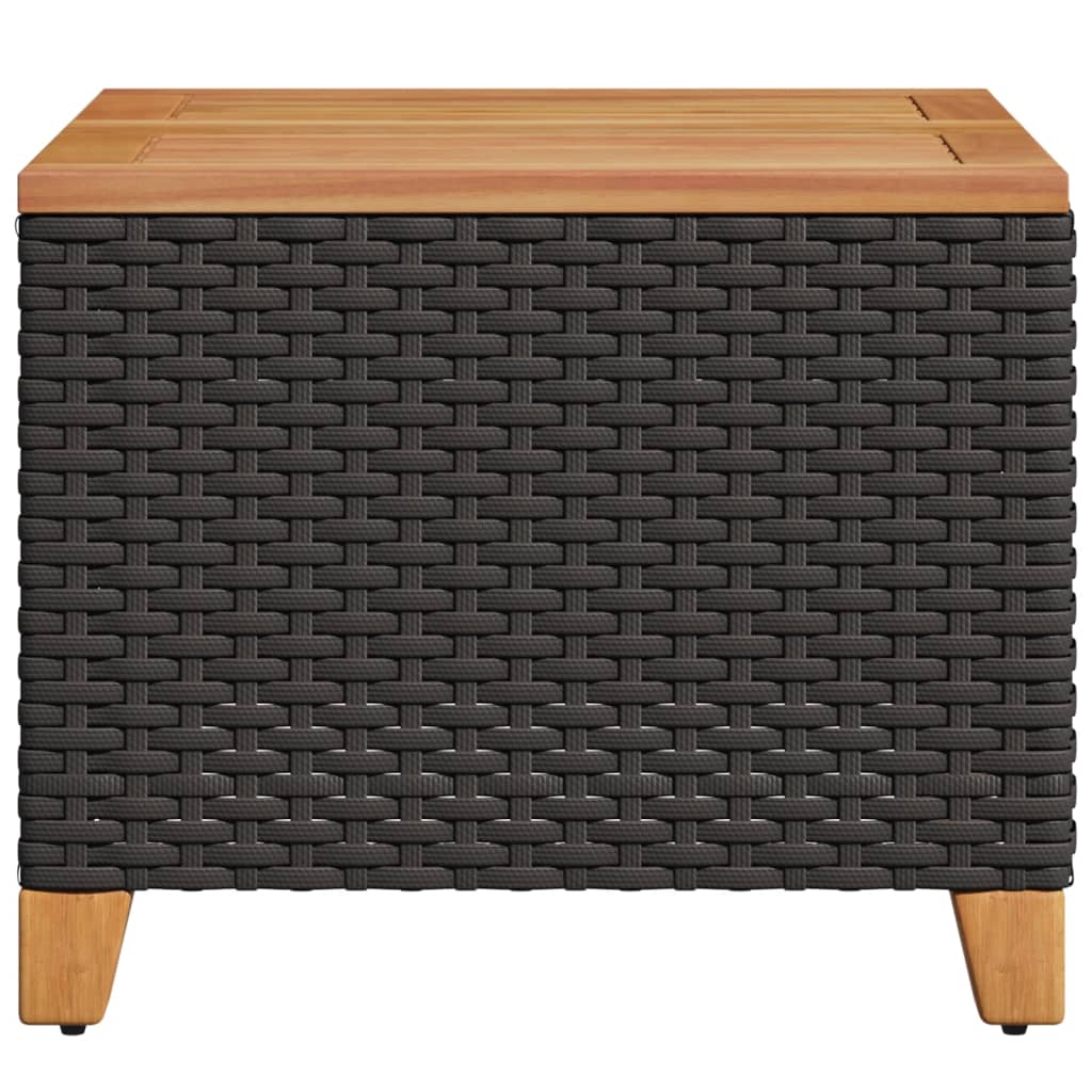 Tuintafel 45x45x37 cm poly rattan en acaciahout zwart is nu te koop bij PeponiXL, paradijselijk wonen!