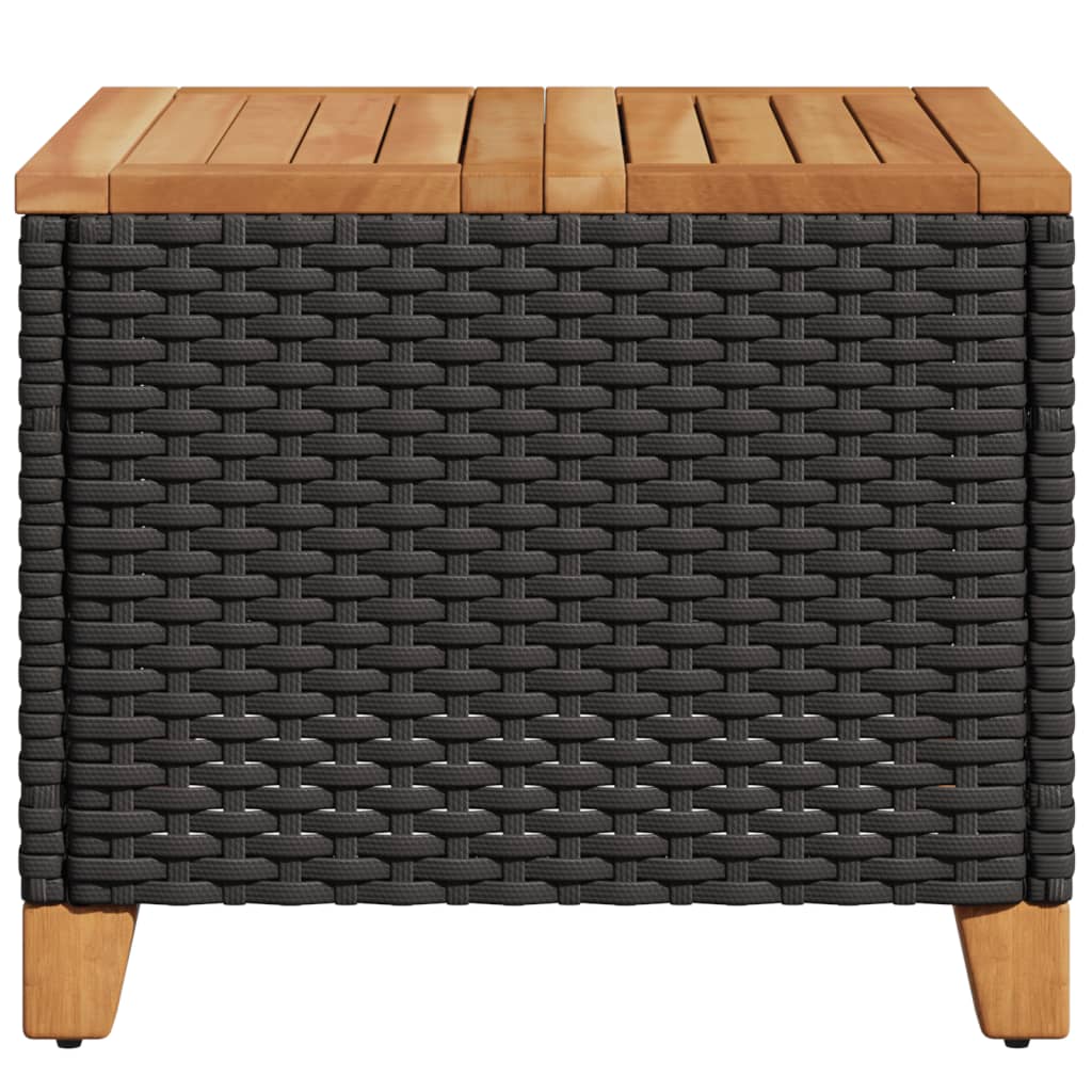 Tuintafel 45x45x37 cm poly rattan en acaciahout zwart is nu te koop bij PeponiXL, paradijselijk wonen!