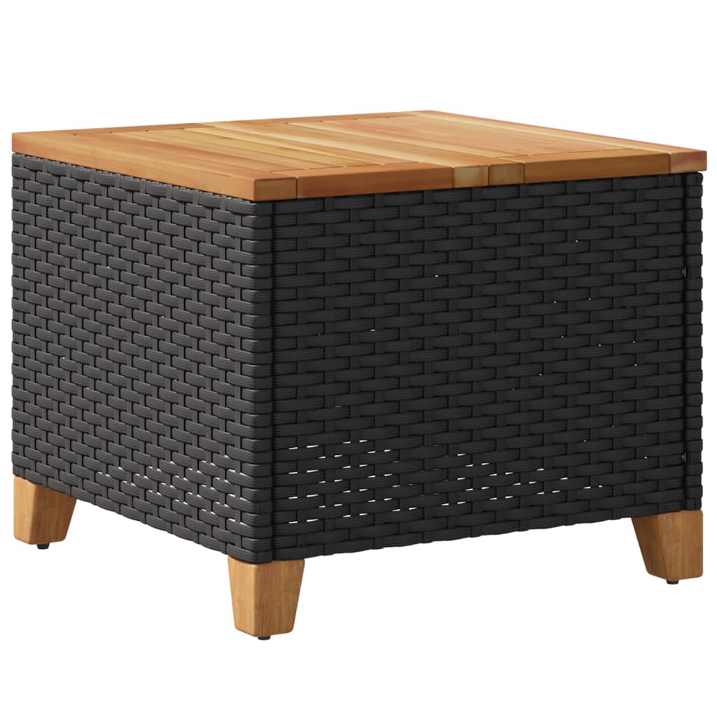 Tuintafel 45x45x37 cm poly rattan en acaciahout zwart is nu te koop bij PeponiXL, paradijselijk wonen!