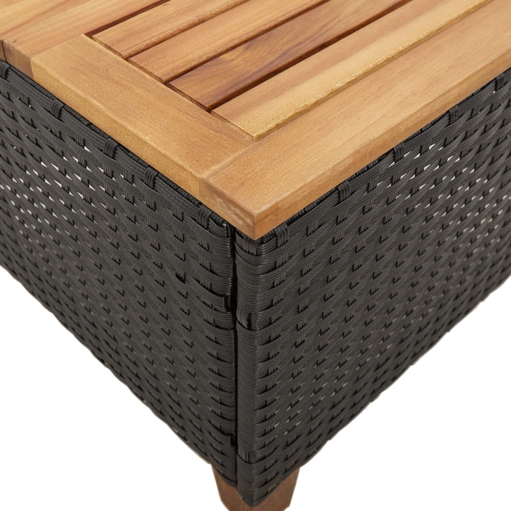 Tuintafel 45x45x37 cm poly rattan en acaciahout zwart is nu te koop bij PeponiXL, paradijselijk wonen!
